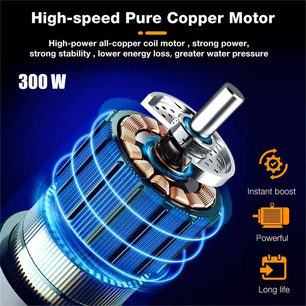 300W Cordless High Pressure Car Washer Spray Water Gun 12000mAh Battery Foam Generator Car Washing Machine for Everyday Use